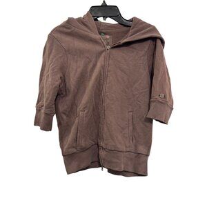 Abercrombie & Fitch Womens Small Brown Hooded Zip-Up Jacket Lightweight Cape Sty